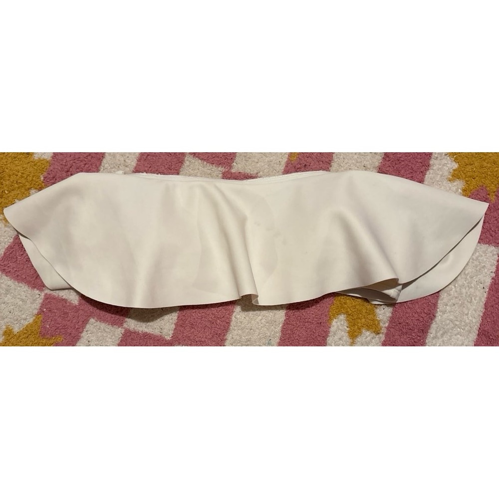 Express‎ White Ruffled Strapless Bandeau Bikini Top, Medium